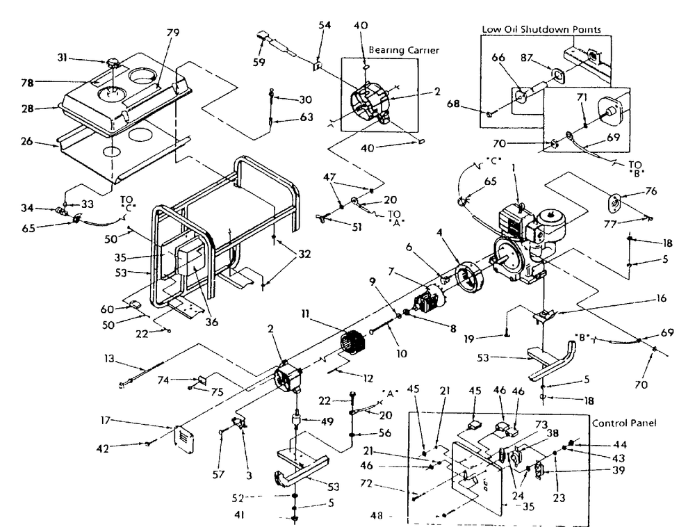 Generator Replacement Parts (10/95) Diagram and Parts List for 9578-1-3W795B  Briggs and Stratton Generator